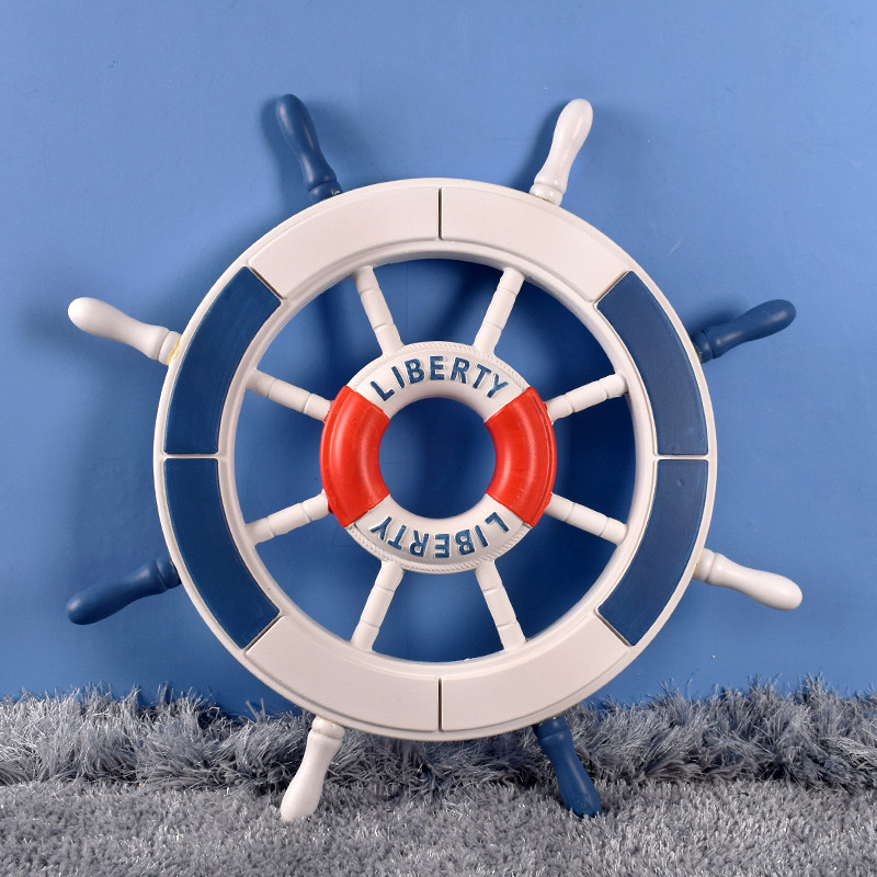 地中海风格红救生圈款船舵方向盘舵手装饰儿童房墙面装饰挂件,淘宝优惠券,粉丝福利购,淘宝优惠卷