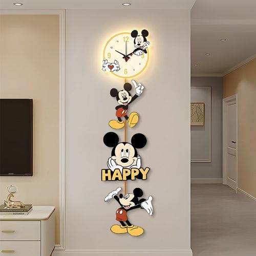 卡通米奇钟表挂钟客厅22新款电视背景墙装饰画玄关过道挂画 - 图1