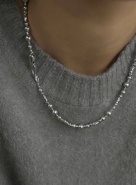 高级感珍珠金属长款项链女法式复古小众个性简约百搭颈链毛衣链