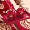 Wedding tea cups, a pair of tea toast set, red cover bowl, special dowry cup, wedding tea set, wedding bowl, bowl