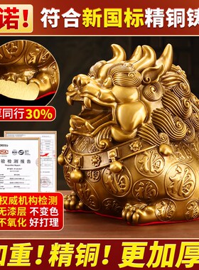 貔貅招财摆件客厅聚o旺纯铜公母一对皮丘店铺貔犰装饰品开业礼品