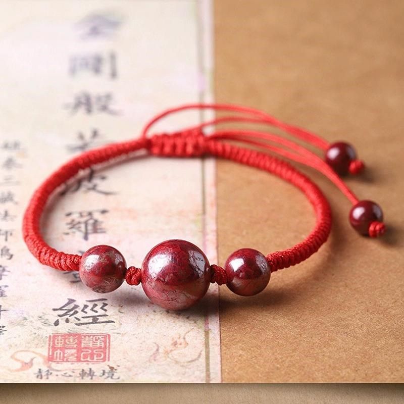 原石定制款天然原矿朱砂晶体砂原石红绳手链手工编织手绳本命年,淘宝优惠券,粉丝福利购,淘宝优惠卷