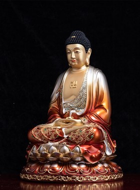 纯铜释迦摩尼佛像释迦佛家用佛像居家摆件娑婆三圣全堂Y佛家用供