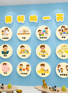 幼儿园一日生活流程图饰习惯环创材料题画成品