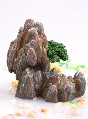 微景观仿真假山石头造景石鱼缸假山盆景多肉装饰品小
