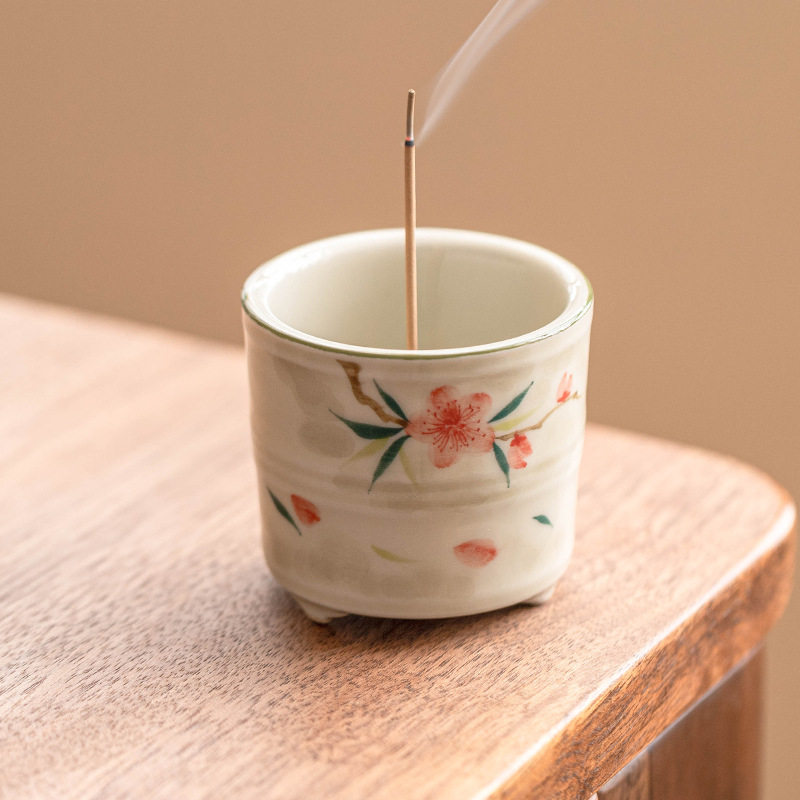 至檀世家桃朵朵纯手绘陶瓷香插 精致高级感家用线香底座,淘宝优惠券,粉丝福利购,淘宝优惠卷