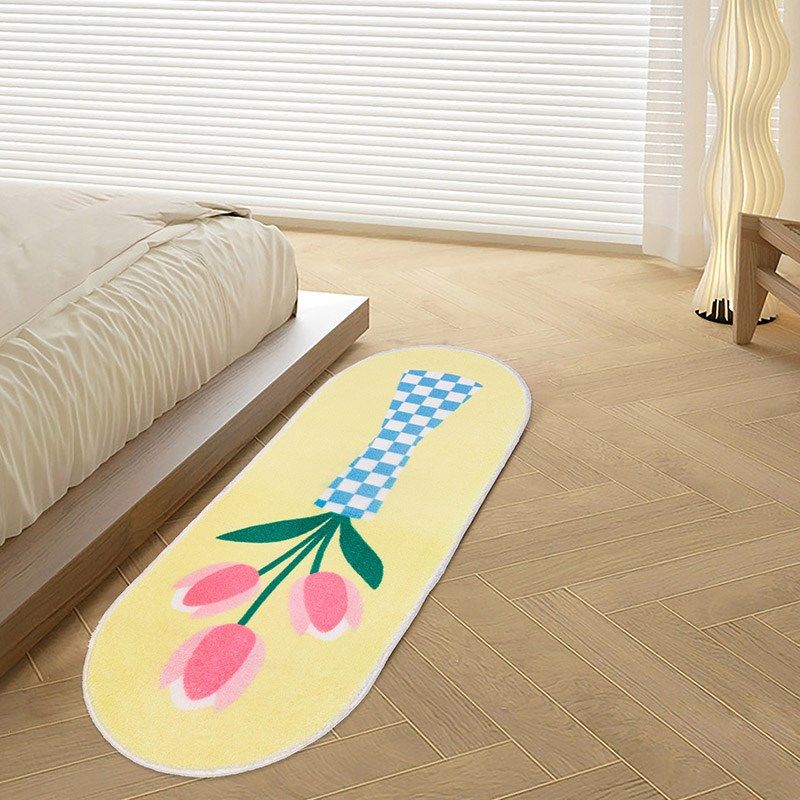 网红床边毯卧室长条小花床边毯家用少女可爱房间沙发地垫防滑耐脏,淘宝优惠券,粉丝福利购,淘宝优惠卷