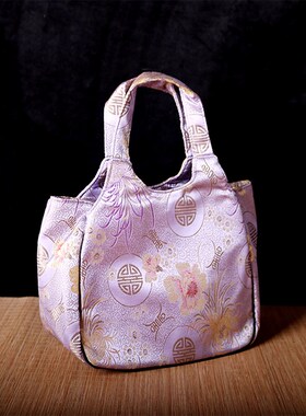 中国风特a色手工艺品送老外南京云锦女式手拎丝绸包雨伞包水杯包