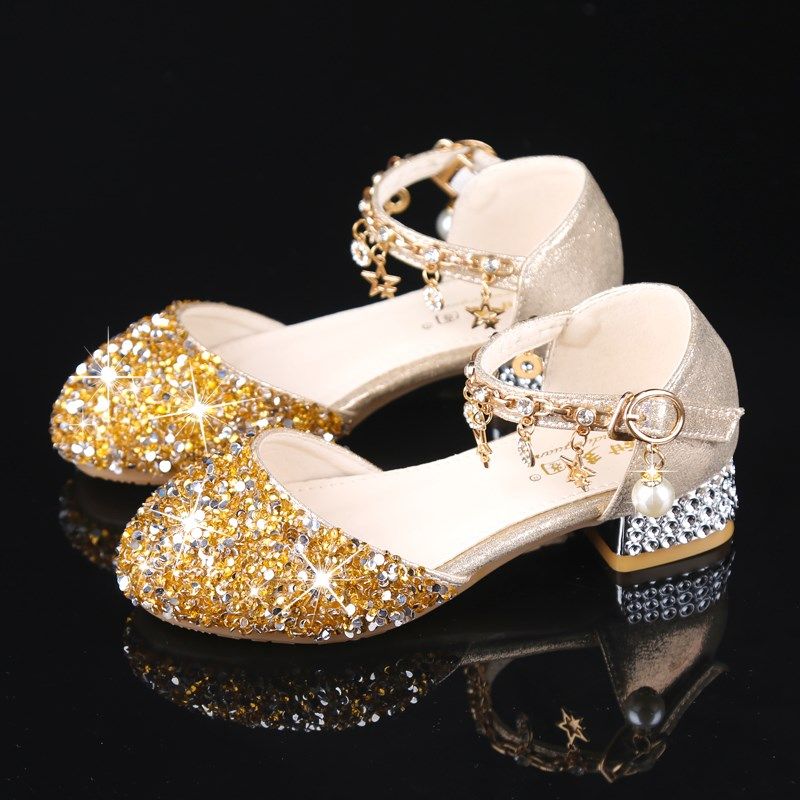 女童公主鞋2025新款舞台模特走秀演出皮鞋配礼服水晶儿童高跟鞋闪,淘宝优惠券,粉丝福利购,淘宝优惠卷