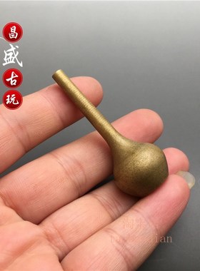 复古包浆黄铜花瓶摆件迷你小号桌面客厅插花干花装饰仿古金属花器