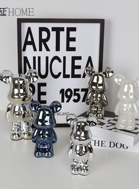 暴力熊陶瓷卡通爱心熊小公仔摆设玄关客厅电视柜酒柜软装饰品