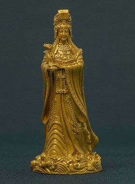 简修行湄洲岛妈祖娘娘神像妈祖黄铜小号雕像装饰文创用品