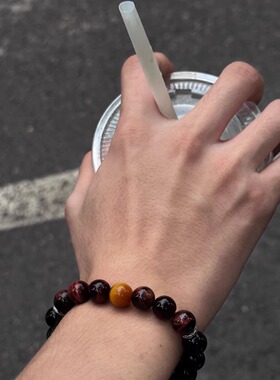 lucky锦鲤 原创情侣手串生日礼物酒红色本命年高级感水晶手串手链