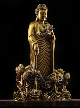 纯铜西方三圣佛像摆件释迦摩尼阿弥陀佛药师佛如来佛祖三宝佛大号