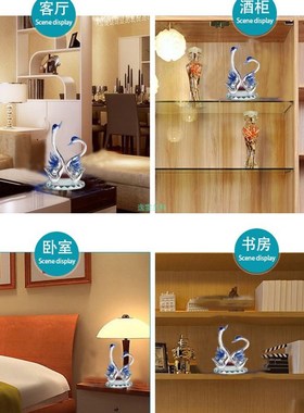 水晶天鹅客厅新房电视酒柜装饰品小摆件创意爱情鸟一对轻奢乔迁喜