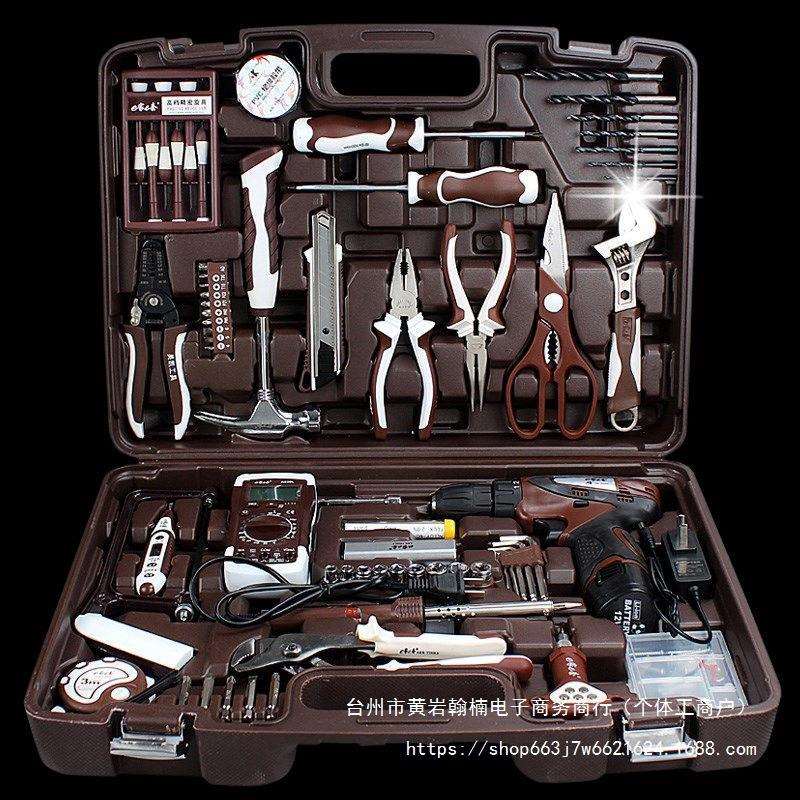 奥凯五金工具套装电工组套家用多功能手动维修锂电钻家用工具箱 - 图2