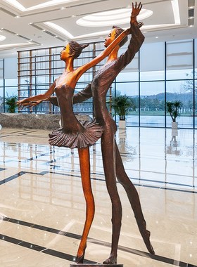 双人舞蹈玻璃钢铸铜抽象人物雕塑室内景观小品园林户外装饰摆件