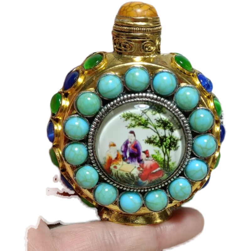 Internally painted snuff bottles, featured handicraft gifts, living room decorations, antiques, antiques, antique copper snuff bottles, gifts