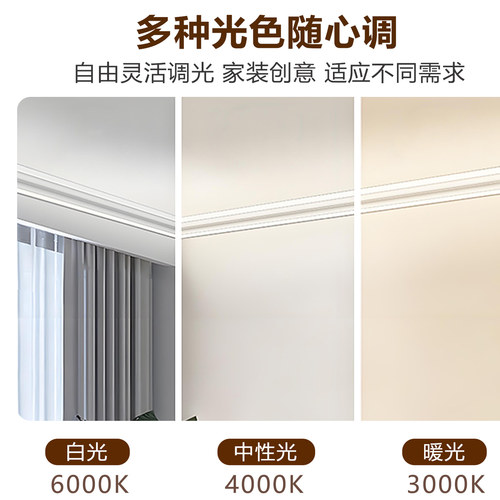 免吊顶仿石膏线灯带双面发光灯槽藏管明装双眼皮铝合金顶角线型灯 - 图3