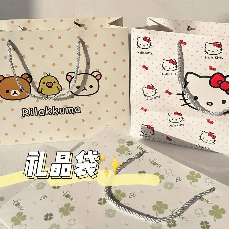 新款卡通礼品袋diy长方形加厚包装袋ins风高颜值手提袋大容量纸袋,淘宝优惠券,粉丝福利购,淘宝优惠卷