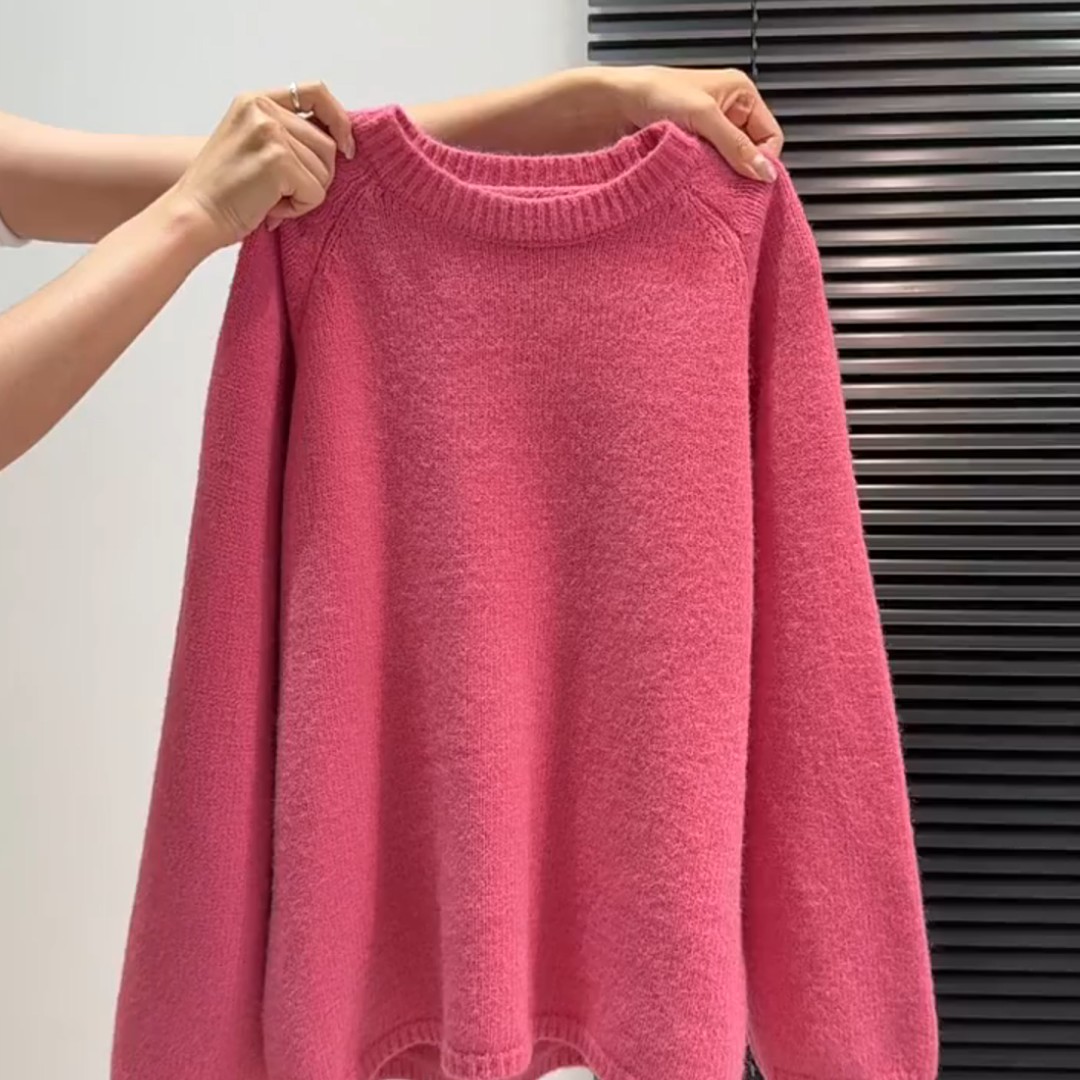 2026春季新款爆款设计感慵懒风玫粉色针织毛衣女款简约通勤可外穿,淘宝优惠券,粉丝福利购,淘宝优惠卷