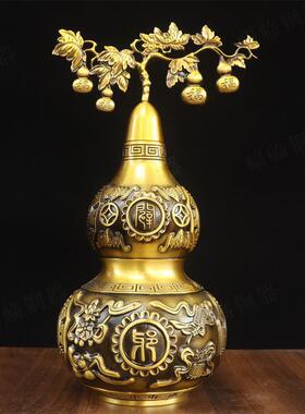纯黄铜葫芦八宝开盖空心铜福禄摆件家用八福铜葫芦可拆卸装饰摆设