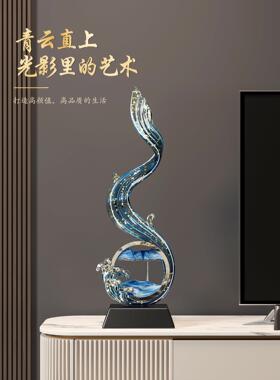 风生水起流沙画玄关摆件轻奢高档入户客厅电视柜桌面装饰品高级感