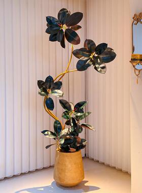 海虹景品黑珍珠彷真绿色植物金刚橡皮树高端轻奢室内客厅大型盆栽