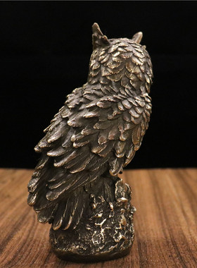 纯铜猫头鹰摆件创意客厅书房酒柜装饰工艺品摆件