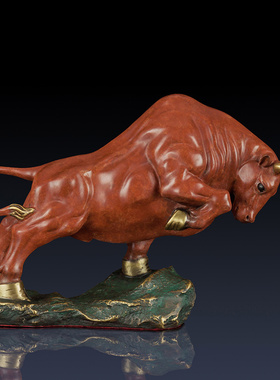 纯铜牛摆件牛气冲天工艺品家居客厅办公室招财牛装饰摆件铜牛礼品