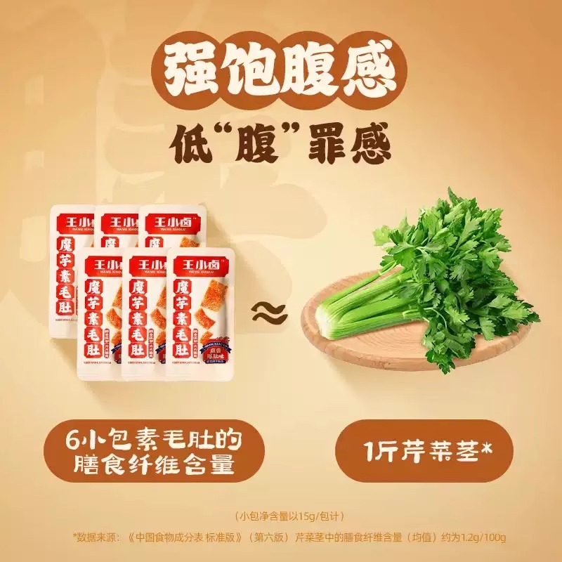 王小卤魔芋素毛肚麻酱味脆爽魔芋丝独立包装香辣解馋小零食90g - 图3