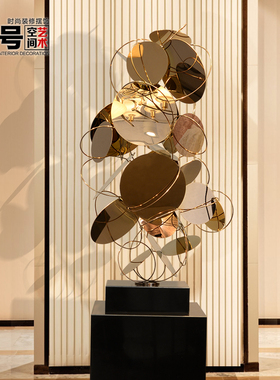 不锈钢雕塑酒店大堂售楼处现代软装饰品样板房客厅艺术品摆件金属