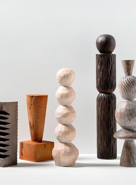 木雕工艺品样板间玄关软装售楼处酒店装饰雕塑艺术品桌面摆件