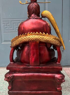 纯铜六壬仙师铜像摆件李淳风铜像坐像供奉工艺品