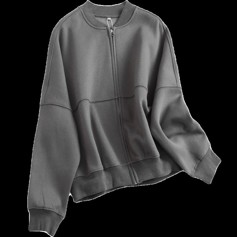 纯色宽松立领拉链开衫长袖运动风女卫衣阔腿休闲裤女两件套装N074,淘宝优惠券,粉丝福利购,淘宝优惠卷