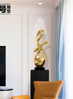 样板房客厅落地摆件电视柜旁边现代轻奢酒店玄关装饰艺术雕塑摆设