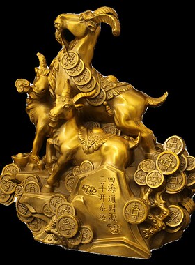 铜三羊开泰e小摆件纯黄铜生肖羊家居客厅办公室装饰品铜羊工艺品