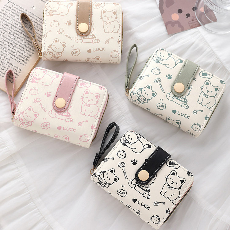 女款高颜值卡通钱包短款薄小巧折叠学生证件钱夹卡包可爱2025零钱,淘宝优惠券,粉丝福利购,淘宝优惠卷
