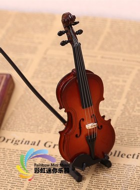 包邮手工制作14厘米迷你小提琴模型娃娃乐器摆件圣诞节新年礼物