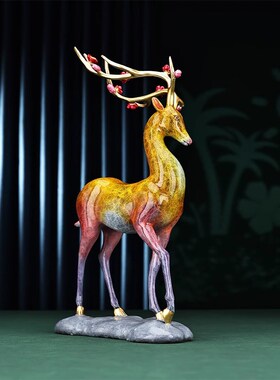 威弗列德彩铜九色鹿梅花鹿摆件家居装饰品客厅玄关办公室开业礼品