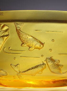 琉璃金玉满堂鱼缸聚宝盆摆件大z号招财办公室玄关装饰乔迁开业礼