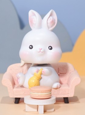 小兔子车内饰品摇头摆件办公室桌面工位装饰2023兔年摆件吉祥物礼