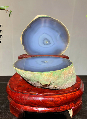 巴西对切玛瑙天然原石观赏奇石玄关装饰摆件收藏礼品送底座水冲石