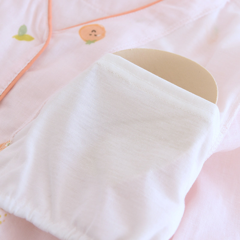 免文胸双层纱布长袖套装睡衣女春秋季薄款家居服宽松带胸垫纯棉夏,淘宝优惠券,粉丝福利购,淘宝优惠卷