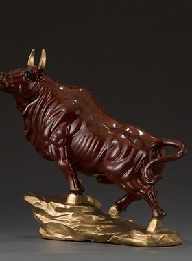 铜之美牛气冲天摆件铜牛扭转乾坤工艺品牛年吉祥物玄关电视柜摆设