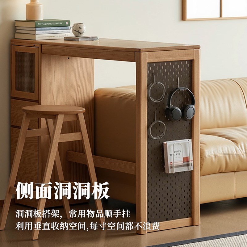 实木吧台柜客厅隔断柜家用现代简约客厅多功能高脚桌小户型餐桌 - 图3