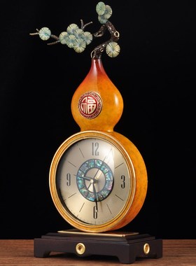 彩铜福气临门葫芦座钟客厅台式坐时钟表石英钟客厅U书房桌面装饰
