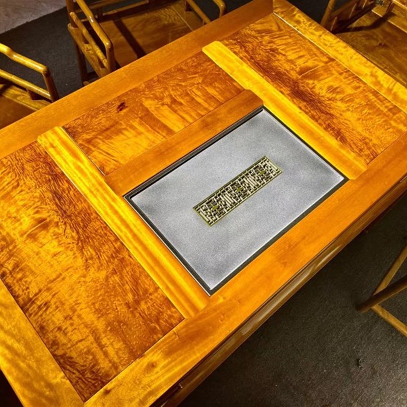 正宗四川金丝楠木小叶桢楠茶桌实木新中式茶N台休闲茶几乌金石茶 - 图3