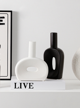 玄关抽象软装级感摆件小众陶瓷花酒柜装饰品客厅电视柜艺术品