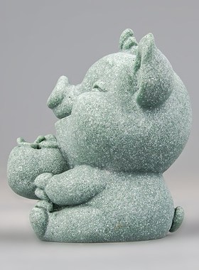 创意猪柿大吉可爱猪青砂石茶宠茶玩摆件中式精品家居桌面装饰送礼